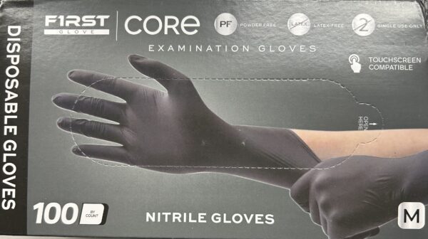 A box of nitrile gloves with the packaging.
