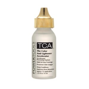 A bottle of tca eye color and light-colored accelerator.