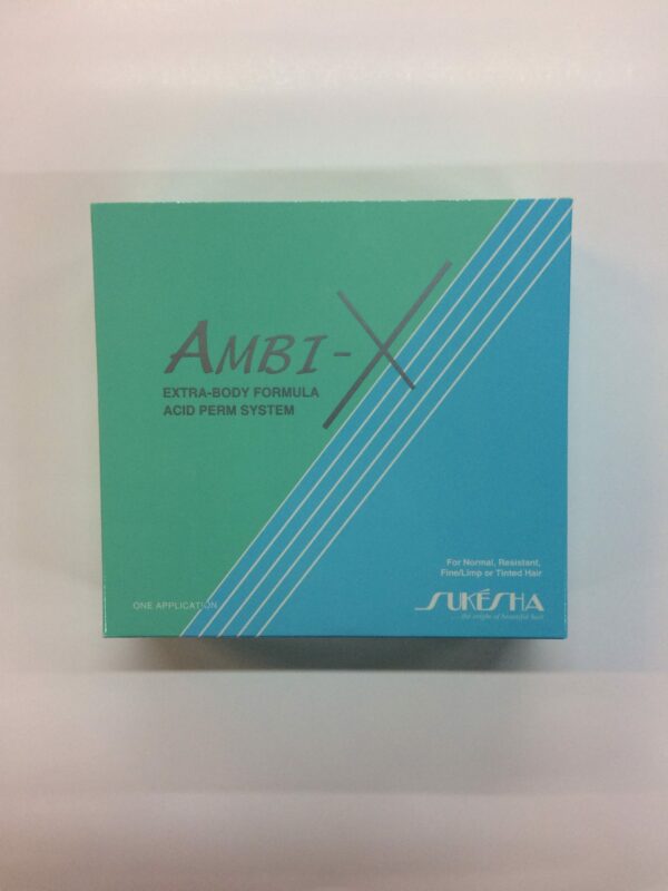 A box of ambi-x is shown in front of a blue background.