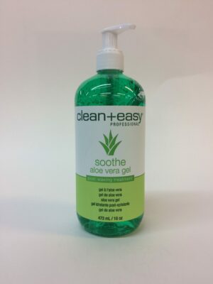 A bottle of clean and easy aloe vera gel.