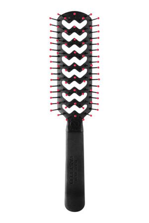 A black and red brush is on the white background