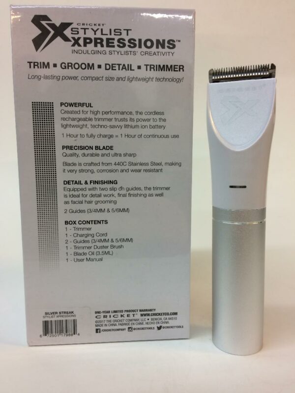 A box of the trimmer is shown with its packaging.