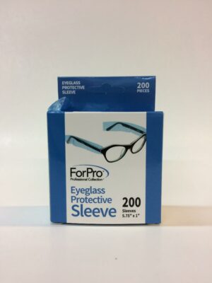 A box of eyeglasses protective sleeve