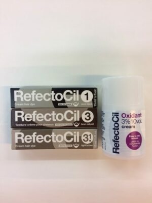 A group of refectocil products on top of a table.