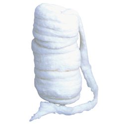 A stack of white yarn is shown.