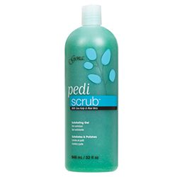 A bottle of pedi scrub is shown.