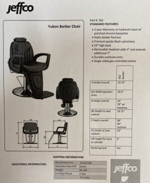 A black chair with instructions for use.