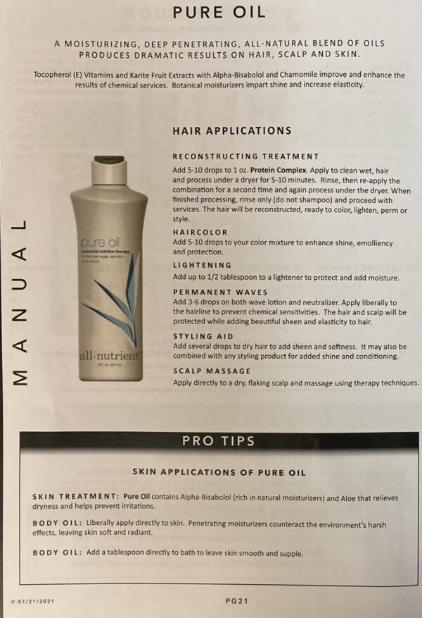 A page of instructions for using the hair conditioner.