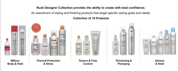 A variety of hair products are shown in this image.
