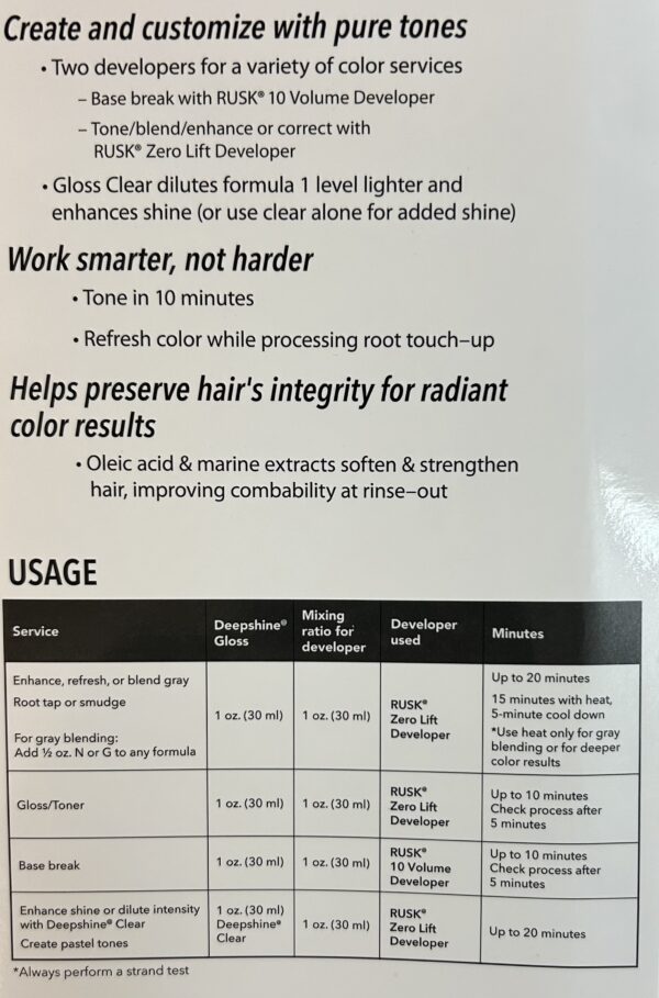A table with information about the different hair color.